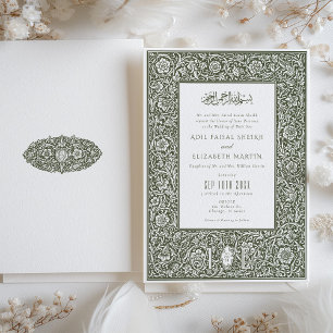 Islamic Elegance William Morris Inspired Bröllop Inbjudningar