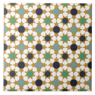 Islamic Geometric Blue Guld Motif Mönster Kakelplatta