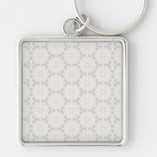 Islamic Geometric Mönster Fyrkantig Silverfärgad Nyckelring