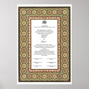 Islamic gräns Nikkah Certificate Poster