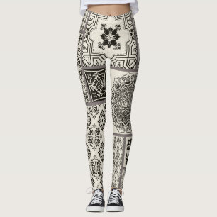 Islamic Majolica Pottery Tile Mönster Leggings