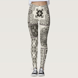 Islamic Majolica Pottery Tile Mönster Leggings