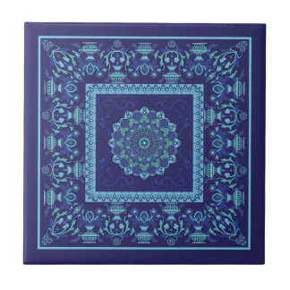 Islamic Mönster Blue Tones Ceramic Tile Kakelplatta