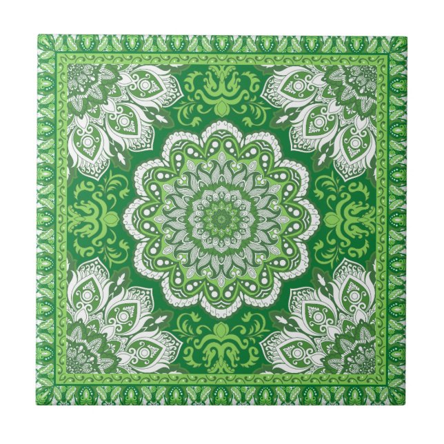 Islamic Mönster Grönt Tones Ceramic Tile Kakelplatta (Framsidan)