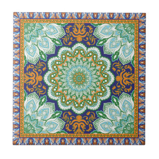 Islamic Mönster Orange, Blue, Grönt Ceramic Tile Kakelplatta