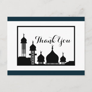 Islamic Mosque Silhouette Bröllop Tack Vykort