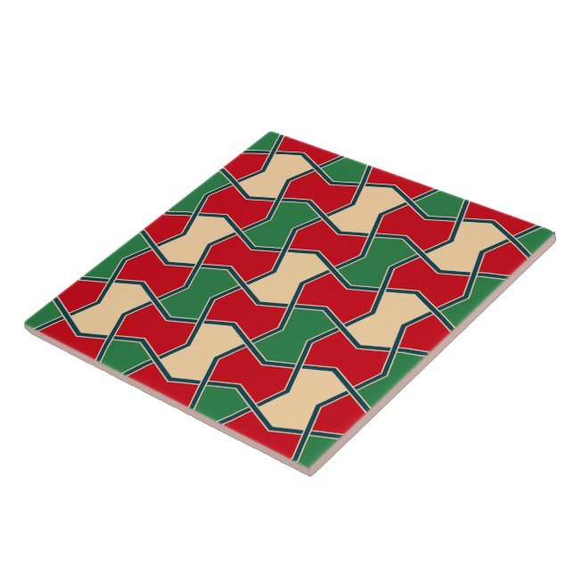 Islamic Red Grönt Bow Tie Geometric Mönster Kakelplatta (Sidan)