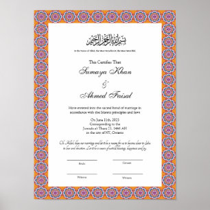 Islamic stil Islamic Giftermål Certificate Poster