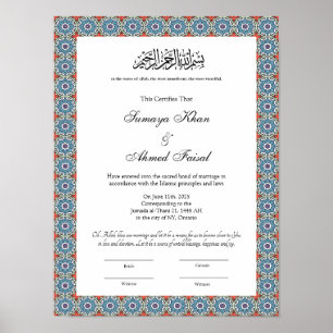 Islamic stil nikkah-certifikatet poster
