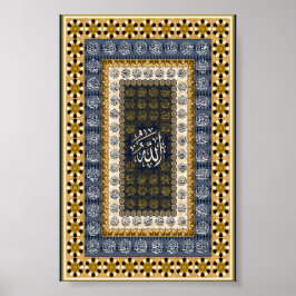 Islamic Wall Art Allah Names Calligraphy Geometric Poster