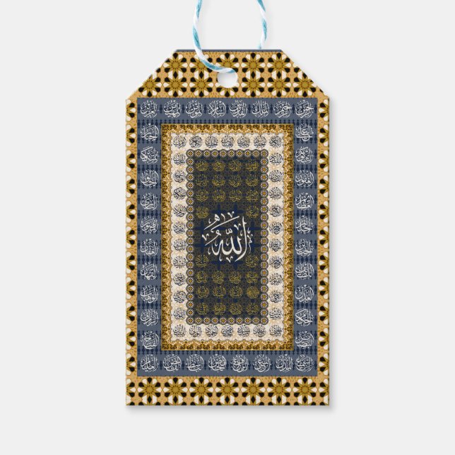 Islamic Wall Art Allah Names Calligraphy Geometric Presentetikett (Framsidan)