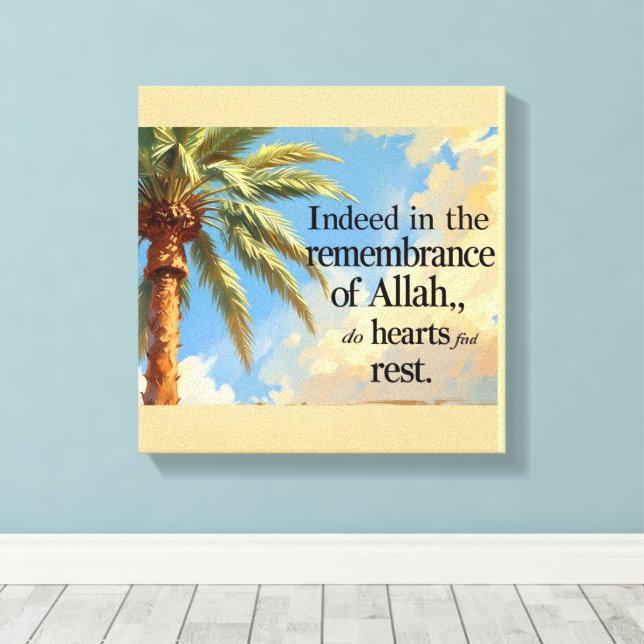 Islamic Wall Art – Palm Tree with Quran Verse . Canvastryck (Insitu (trägolv))