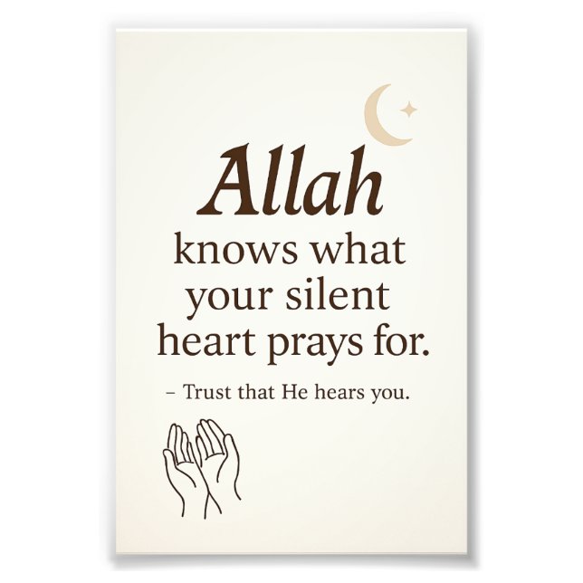 Islamic Wall Poster - tyst Prayer-citat (Framsidan)