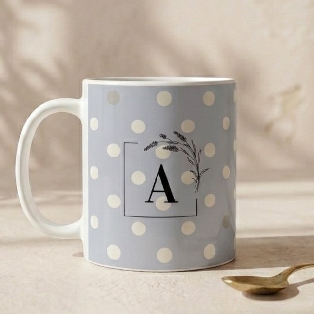 Islamic Wedding Initial Blue Polka Dot Groom Kaffemugg (Skapare uppladdad)