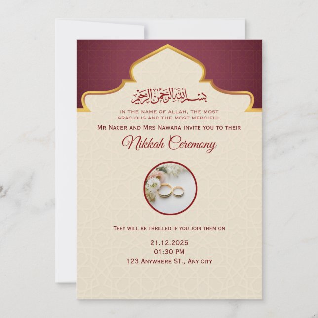 Islamic wedding invitation meddelande (Framsida)