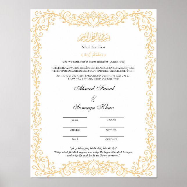 Islamisches nikah zertifikat poster (Framsidan)