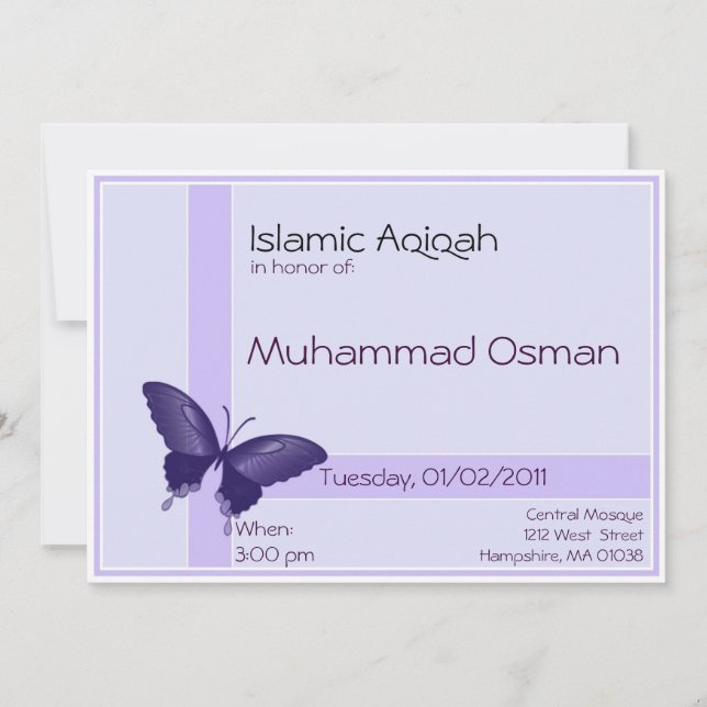 Islamisk Aqiqa-inbjudan - pojke firande Inbjudningar (Framsida)