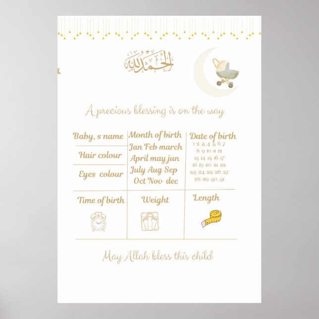 Islamisk Baby Shower Spådomsspel Bundle, Poster (Framsidan)