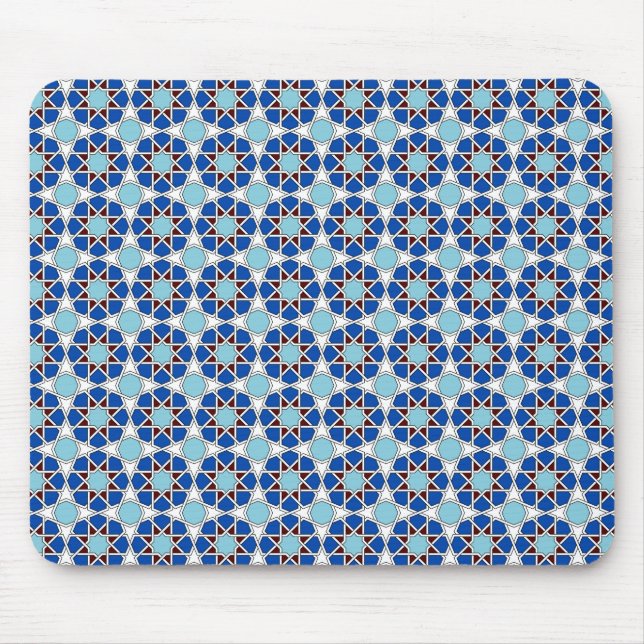 Islamisk blå marockansk geometrisk Mönster Musmatta (Framsidan)