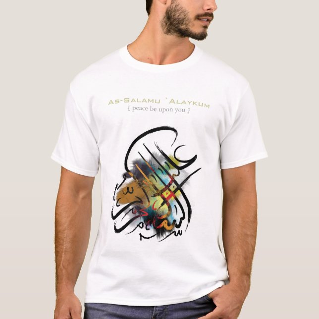 Islamisk calligraphy - Som-Salamu ` Alaykum Tee Shirt (Framsida)