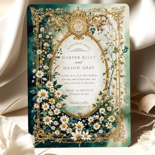 Islamisk Daisy med Faux Guld Details Bröllop Inbjudningar