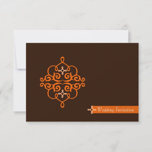 Islamisk damast för islambröllopförlovning inbjudningar (Framsida)