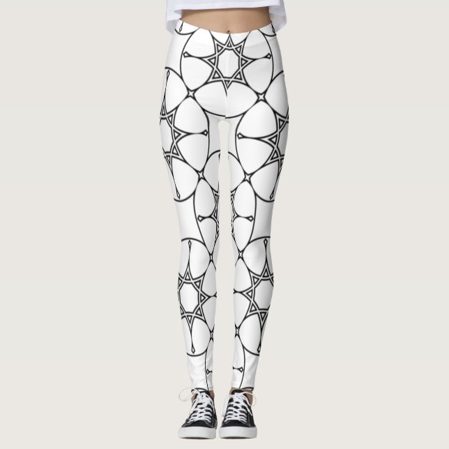 Islamisk geometrisk Mönster Arabiska designutfall Leggings (Framsida)