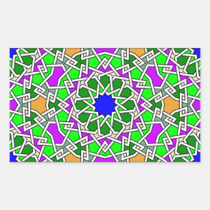 Islamisk geometrisk mönster-dekalett rektangulärt klistermärke