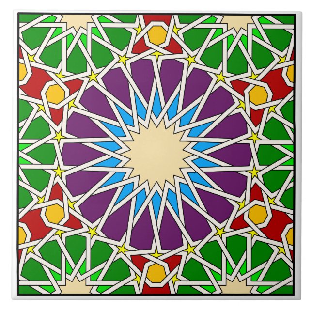 Islamisk geometrisk mönster kakelplatta (Framsidan)