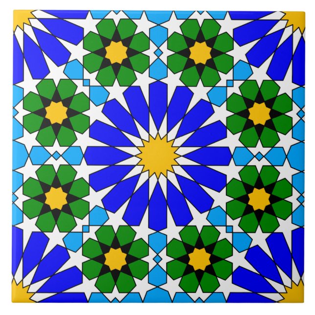 Islamisk geometrisk mönster kakelplatta (Framsidan)