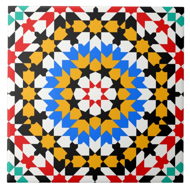 Islamisk geometrisk mönster kakelplatta (Framsidan)