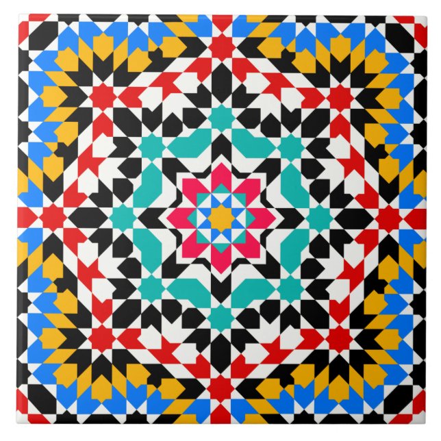 Islamisk geometrisk mönster kakelplatta (Framsidan)