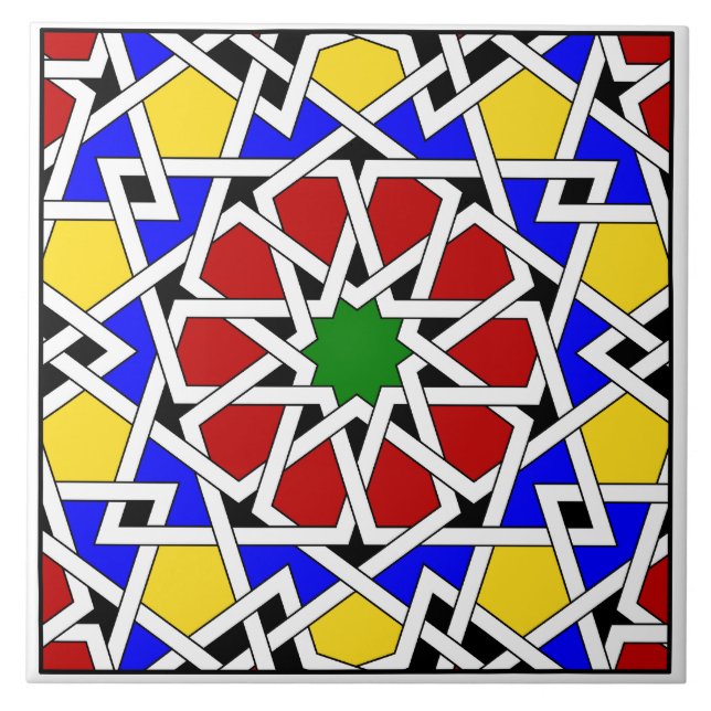 Islamisk geometrisk mönster kakelplatta (Framsidan)