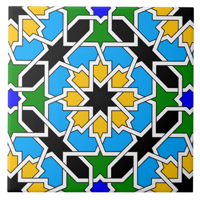 Islamisk geometrisk mönster kakelplatta (Framsidan)