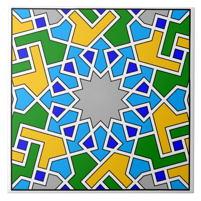 Islamisk geometrisk mönster kakelplatta (Framsidan)