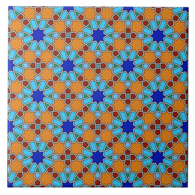 Islamisk geometrisk mönster kakelplatta (Framsidan)
