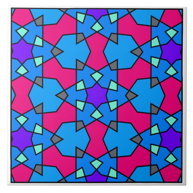 Islamisk geometrisk mönster kakelplatta (Framsidan)