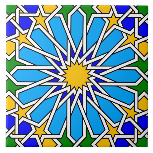 Islamisk geometrisk mönster kakelplatta (Framsidan)