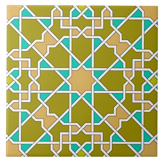 Islamisk geometrisk mönster kakelplatta (Framsidan)