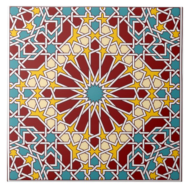 Islamisk geometrisk mönster kakelplatta (Framsidan)