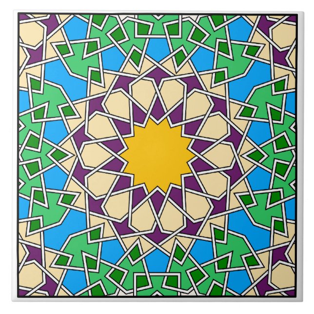Islamisk geometrisk mönster kakelplatta (Framsidan)