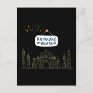 Islamisk halvmåne Ramadan Kareem Typografisk konst Vykort