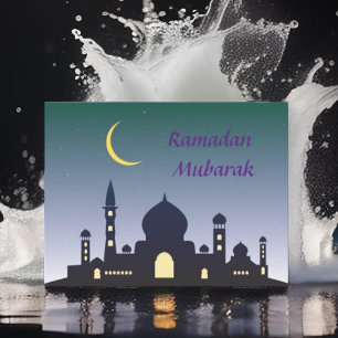 Islamisk halvmåne Ramadan Kareem Typografisk konst Vykort
