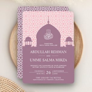Islamisk kupol Pastell Lila Muslimsk Bröllop Inbjudningar