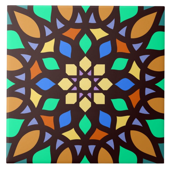 islamisk mosaik geometriskt mönsterplattor kakelplatta (Framsidan)