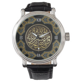 Islamisk mosaik Golden Glitter arabisk kalligrafi Armbandsur