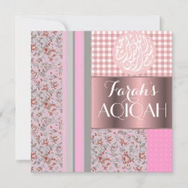 Islamisk rosa aqiqah för Muslimflicka Inbjudningar