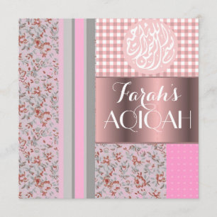 Islamisk rosa aqiqah för Muslimflicka Inbjudningar
