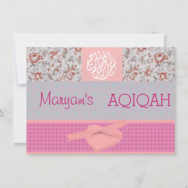 Islamisk rosa aqiqah för Muslimflicka Inbjudningar