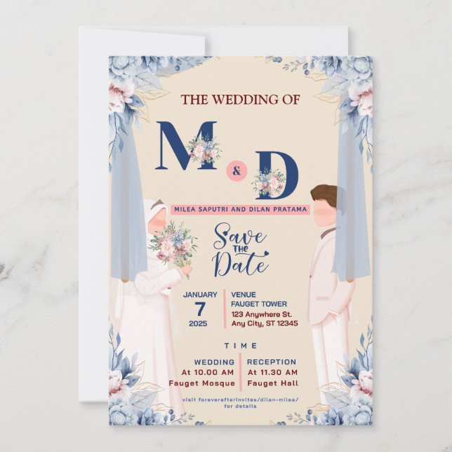 Islamisk Spara datum-kort Anpassat genom samarbete Datumet (Framsida)